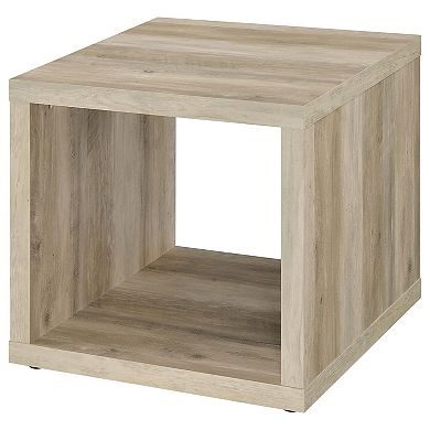 Rizz Side End Table, Square Cube Design Open Shelf