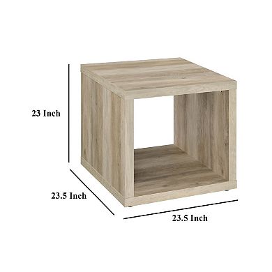 Rizz Side End Table, Square Cube Design Open Shelf