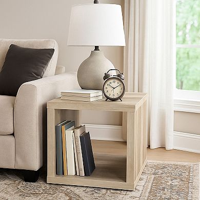 Rizz Side End Table, Square Cube Design Open Shelf