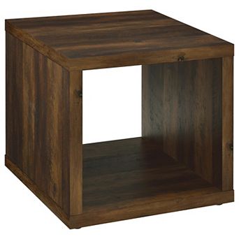 Rizz Side End Table, Square Cube Design Open Shelf
