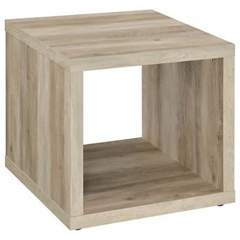 Rizz Side End Table, Square Cube Design Open Shelf