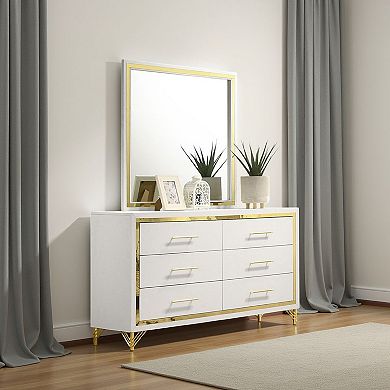 Jenny Square Dresser Mirror, Polished Chrome Trim, Wood-Melamine