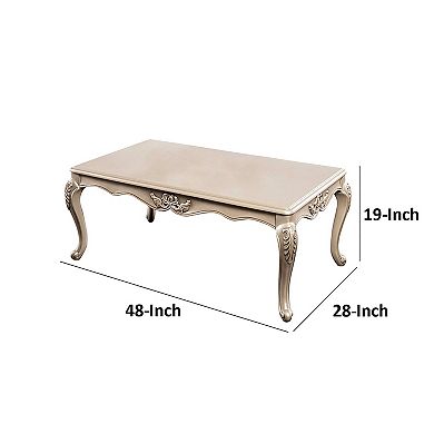 Ery Coffee Table, Wood, Carved Details