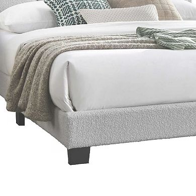 Madsy Bed, Upholstered Fan-Shaped Headboard, Metallic Accents