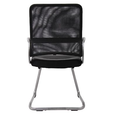 Guest Armchair, Faux Leather, Pewter Cantilever