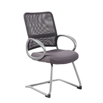 Guest Armchair, Faux Leather, Pewter Cantilever
