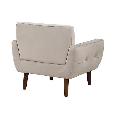 Roa Accent Armchair, Velvet, Tufted Back w Tapered Legs