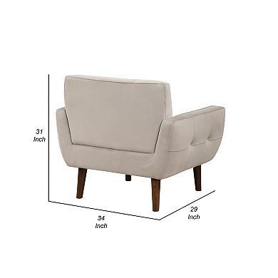 Roa Accent Armchair, Velvet, Tufted Back w Tapered Legs