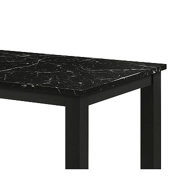 Syon Dining Table, Faux Marble Top, Wood Legs