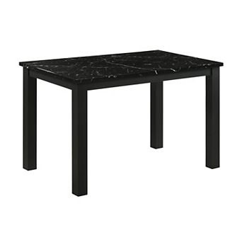 Syon Dining Table, Faux Marble Top, Wood Legs