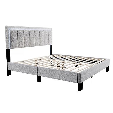 Jiana Bed, Wool Upholstery, LED Headboard