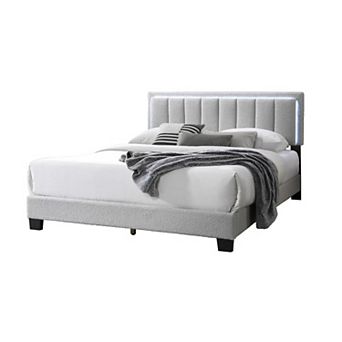 Jiana Bed, Wool Upholstery, LED Headboard