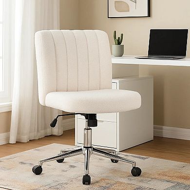 Adjustable Height Office Chair, Boucle, Nylon Casters