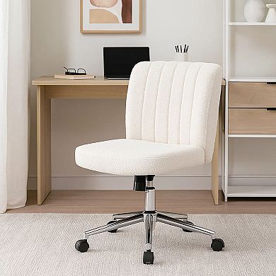 Adjustable Height Office Chair, Boucle, Nylon Casters