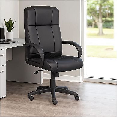 Executive High Back Office Chair, Black Soft Vinyl, Lumbar Support