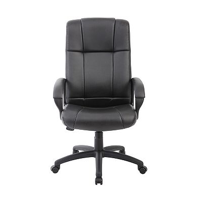 Executive High Back Office Chair, Black Soft Vinyl, Lumbar Support