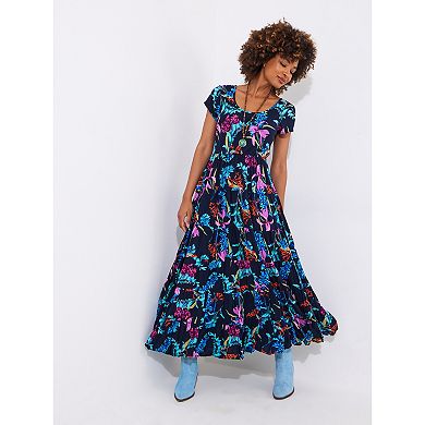 Joe Browns Women's Plus Size Short Sleeve Flowy Maxi Dress