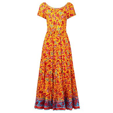 Joe Browns Women's Plus Size Short Sleeve Flowy Maxi Dress