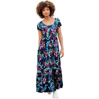 Joe Browns Women's Plus Size Short Sleeve Flowy Maxi Dress