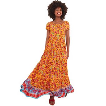 Joe Browns Women's Plus Size Short Sleeve Flowy Maxi Dress