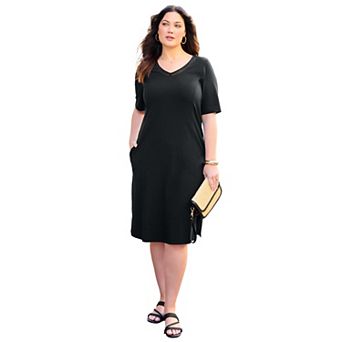 Catherines Women's Plus Size Suprema Crochet-Detail T-Shirt Dress