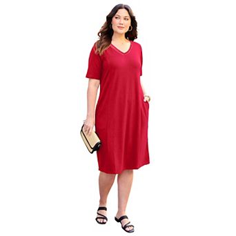 Catherines Women's Plus Size Suprema Crochet-Detail T-Shirt Dress