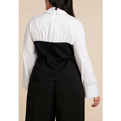 ELOQUII Women's Plus Size Bustier Button Up Twofer