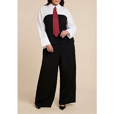 ELOQUII Women's Plus Size Bustier Button Up Twofer