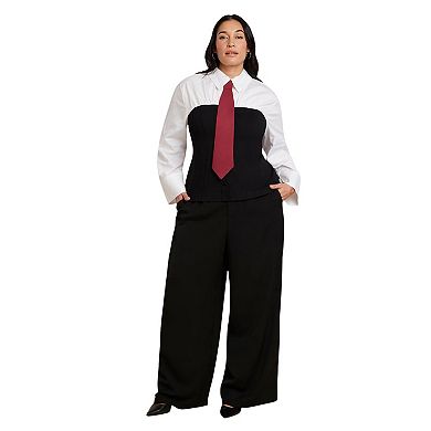 ELOQUII Women's Plus Size Bustier Button Up Twofer