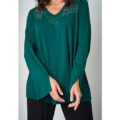 Jessica London Women's Plus Size V-Neck Embellished Tunic