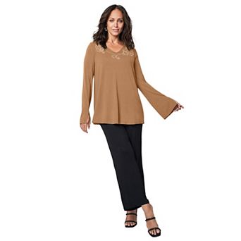 Jessica London Women's Plus Size V-Neck Embellished Tunic