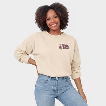 Embroidered Fall Vibes Retro - Women's Graphic Sweatshirt