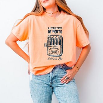 A Little Taste Of Porto Sardines - Women's Garment Dyed Graphic T-Shirt