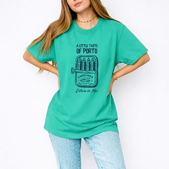A Little Taste Of Porto Sardines - Women's Garment Dyed Graphic T-Shirt