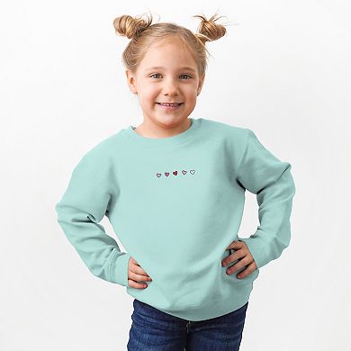 Embroidered Hearts Row - Toddler Graphic Sweatshirt