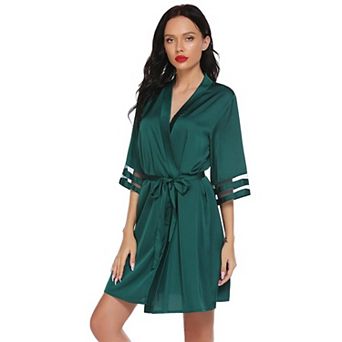 Ekouaer Women's Satin Robe Silk Kimono Bathrobe Bridesmaid Wedding Bridal Party Robes 3/4 Bell
