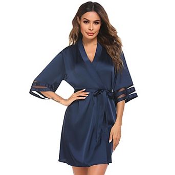 Ekouaer Women's Satin Robe Silk Kimono Bathrobe Bridesmaid Wedding Bridal Party Robes 3/4 Bell