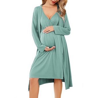 Ekouaer Maternity Nursing Gown and Robe Set Labor Delivery Nursing Nightgowns for Breastfeeding
