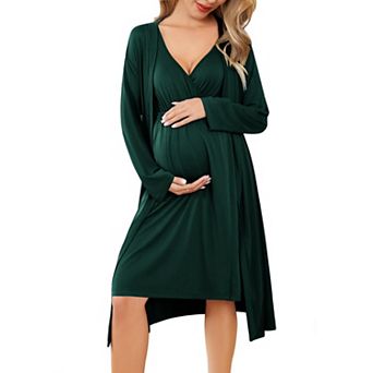 Ekouaer Maternity Nursing Gown and Robe Set Labor Delivery Nursing Nightgowns for Breastfeeding
