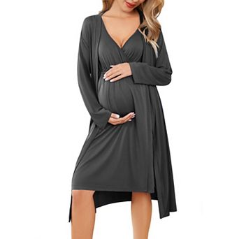 Ekouaer Maternity Nursing Gown and Robe Set Labor Delivery Nursing Nightgowns for Breastfeeding