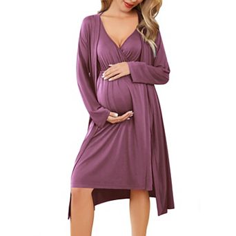 Ekouaer Maternity Nursing Gown and Robe Set Labor Delivery Nursing Nightgowns for Breastfeeding