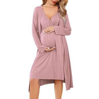 Ekouaer Maternity Nursing Gown and Robe Set Labor Delivery Nursing Nightgowns for Breastfeeding