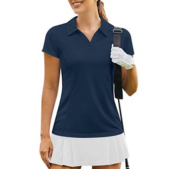 PINSPARK Women's Short Sleeve Golf Polo Shirt Lightweight Sweat Wicking Tennis Pickleball Top