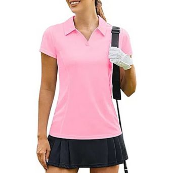 PINSPARK Women's Short Sleeve Golf Polo Shirt Lightweight Sweat Wicking Tennis Pickleball Top