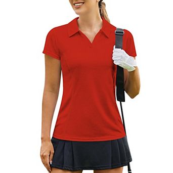 PINSPARK Women's Short Sleeve Golf Polo Shirt Lightweight Sweat Wicking Tennis Pickleball Top