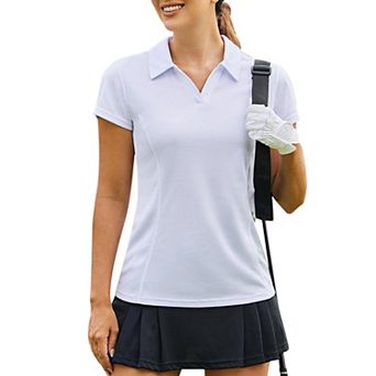 PINSPARK Women's Short Sleeve Golf Polo Shirt Lightweight Sweat Wicking Tennis Pickleball Top