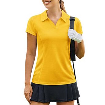 PINSPARK Women's Short Sleeve Golf Polo Shirt Lightweight Sweat Wicking Tennis Pickleball Top