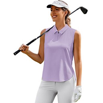 PINSPARK Women's Sleeveless V Neck Golf Polo UPF50+ 1/4 Zip Quick Dry Workout Tank Top