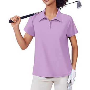 PINSPARK Women's Short Sleeve Golf Polo Shirt Moisture Wicking 3-Button Collared Tennis Athletic Top