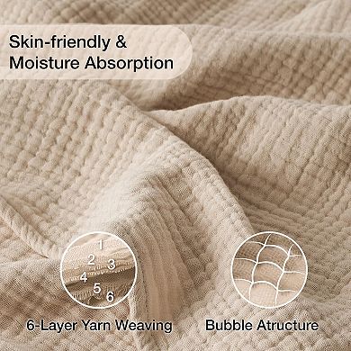 Cotton King Size Blankets for Bed 108" x 90", 6 Layers Cooling and Soft Muslin Throw Blanket